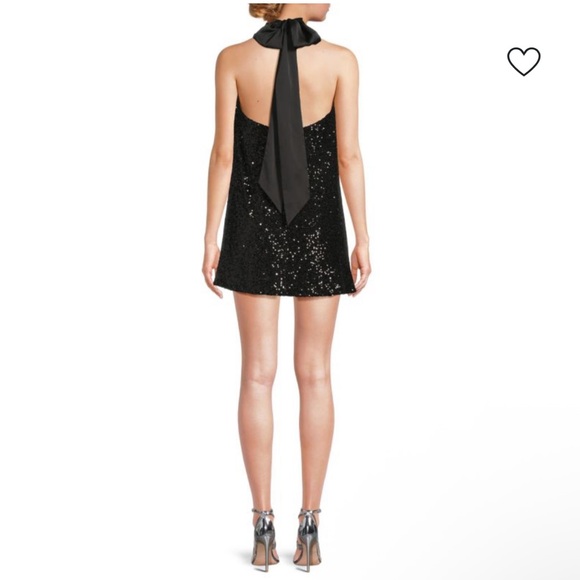 NWT Ramy Brook Black Sequin Halter Dress - Picture 2 of 7